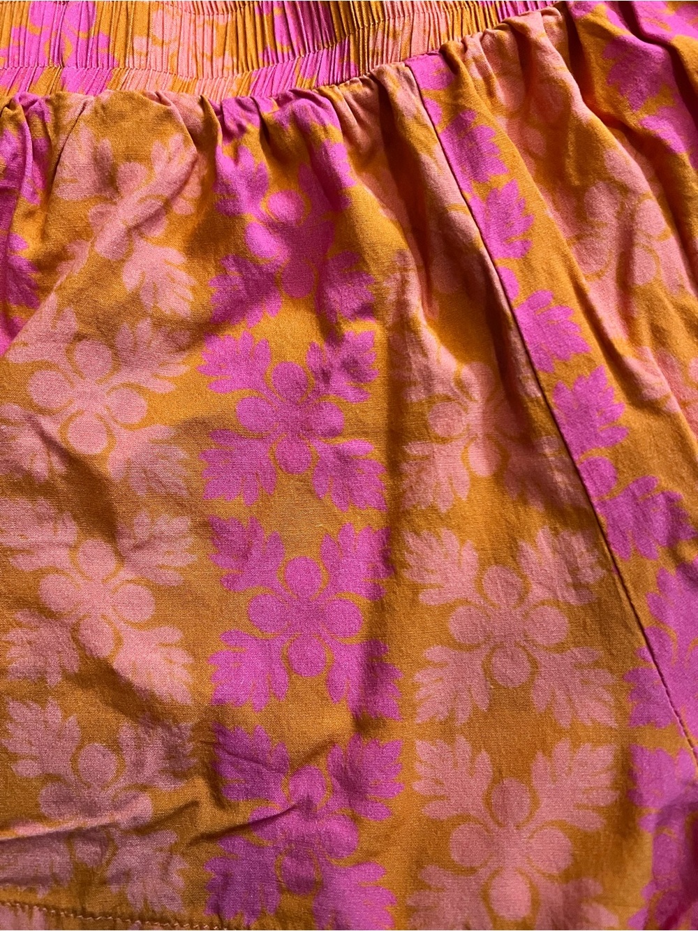 Kids Ulu Print Pink and Orange Elastic Shorts